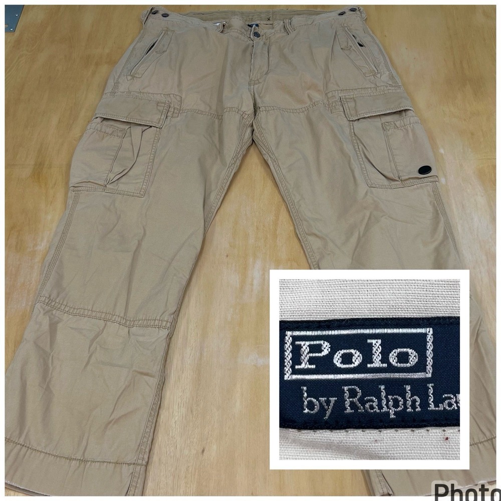 Vintage Polo Ralph Lauren Cargo Pants Mens 38x30 Relaxed Fit Khaki